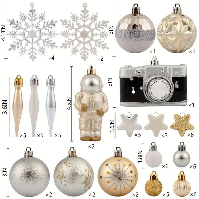 Set 72 Adornos Decoración Árbol Navidad Esferas Navideñas-6