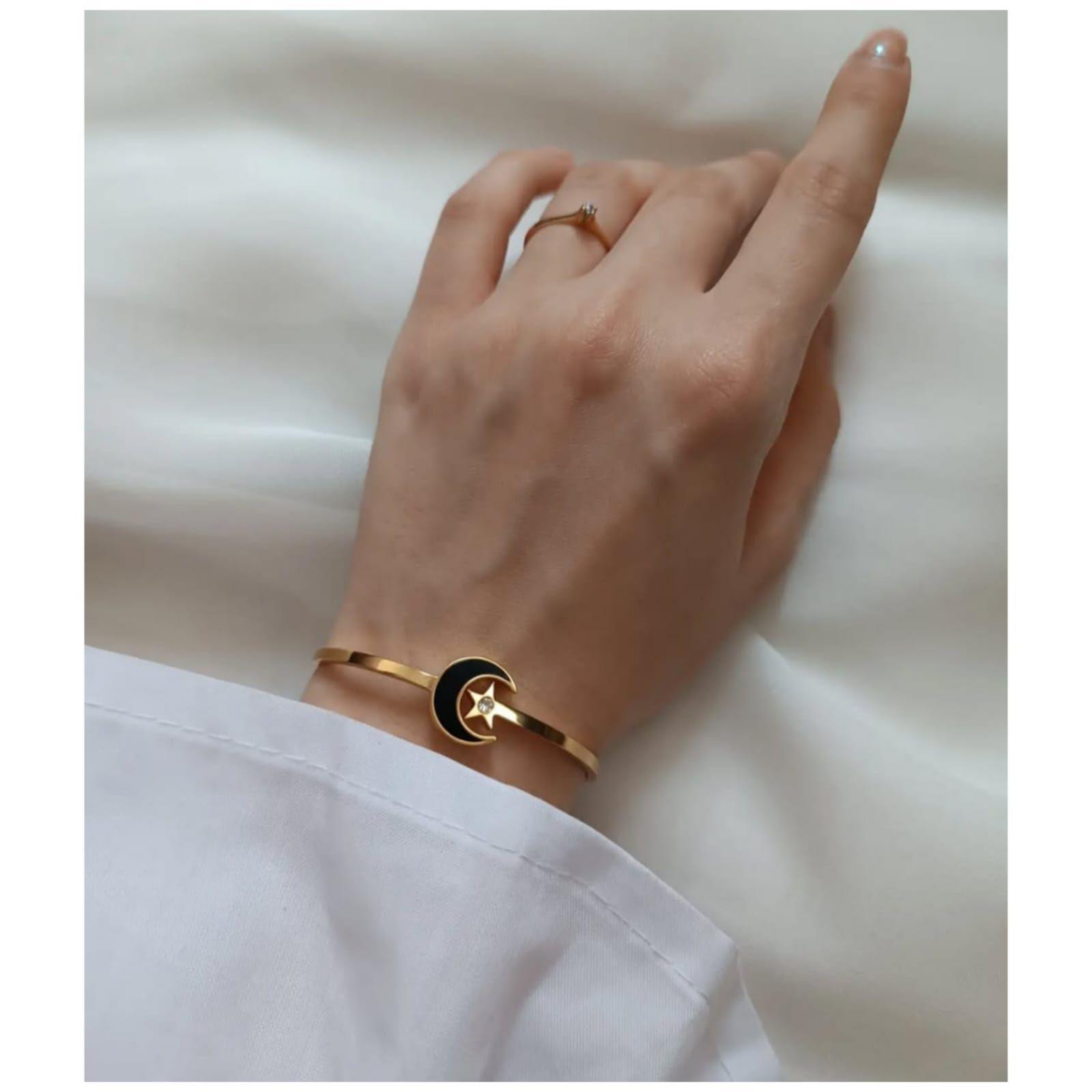 Pulsera Brazalete de Acero Inoxidable Luna Incluye Caja-2