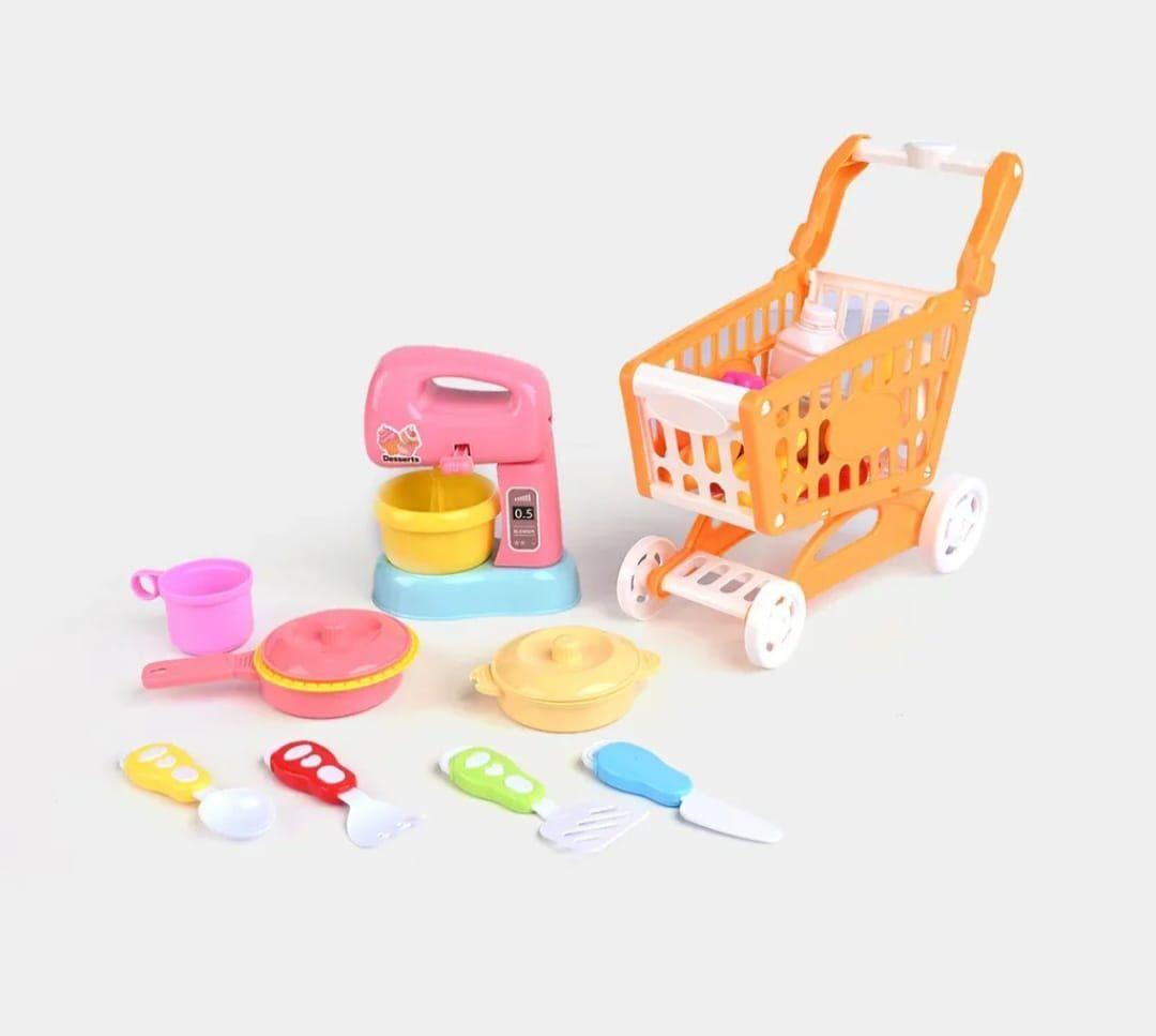 Mini Carrito De Supermercado Para Niños Accesorios Juguetes Naranjo-3