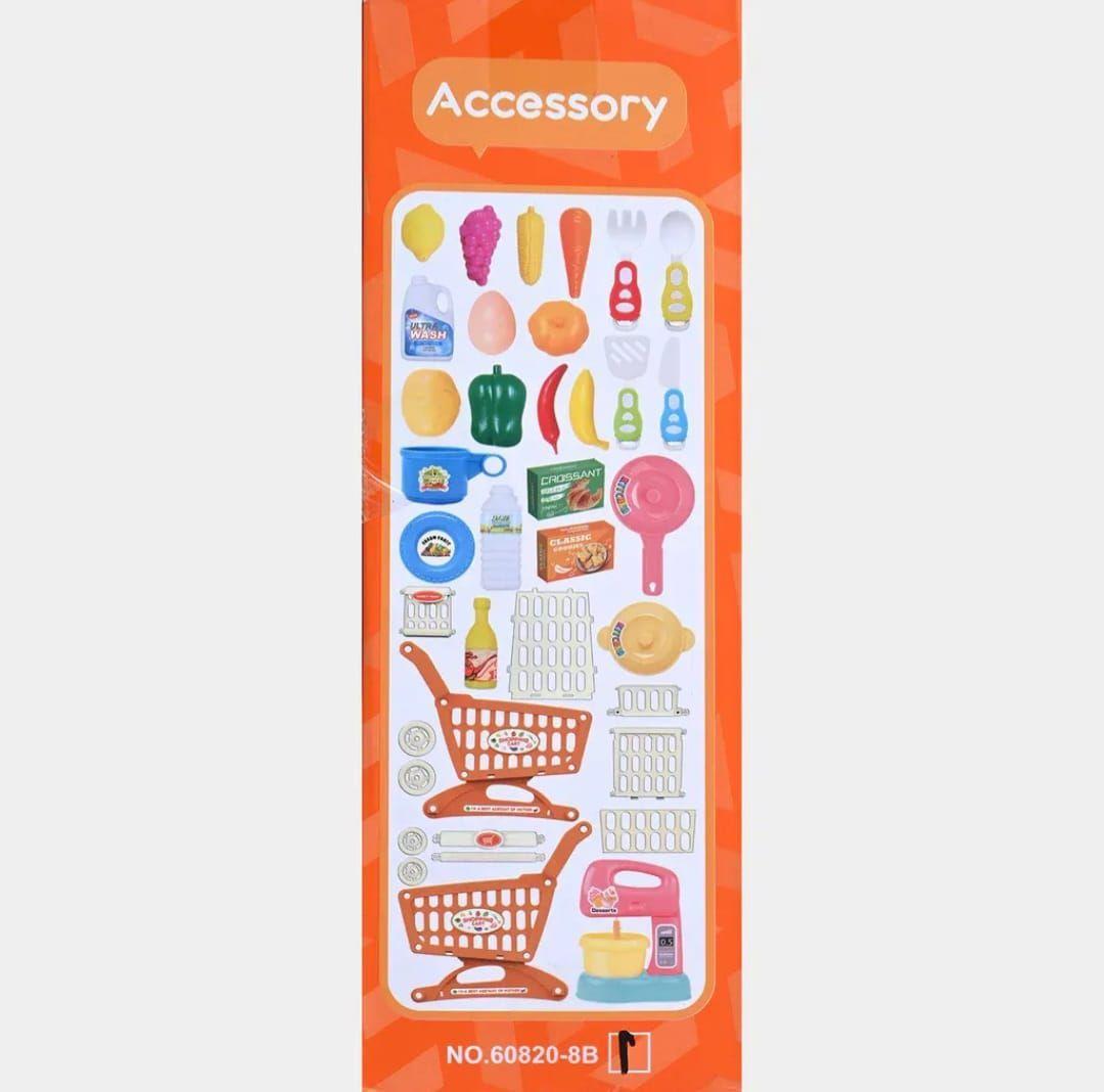 Mini Carrito De Supermercado Para Niños Accesorios Juguetes Naranjo-7