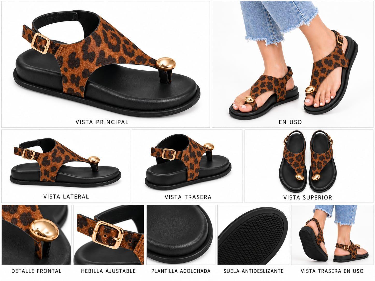Sandalias Mujer Premium con Detalle Met lico y Tira de Dedo-5