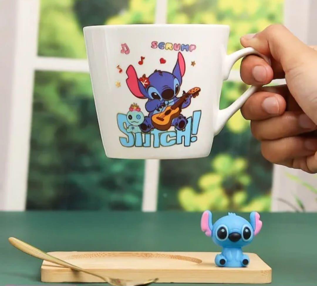 Taza Tazon Mug Stich Guitarra Plato Cuchara-1