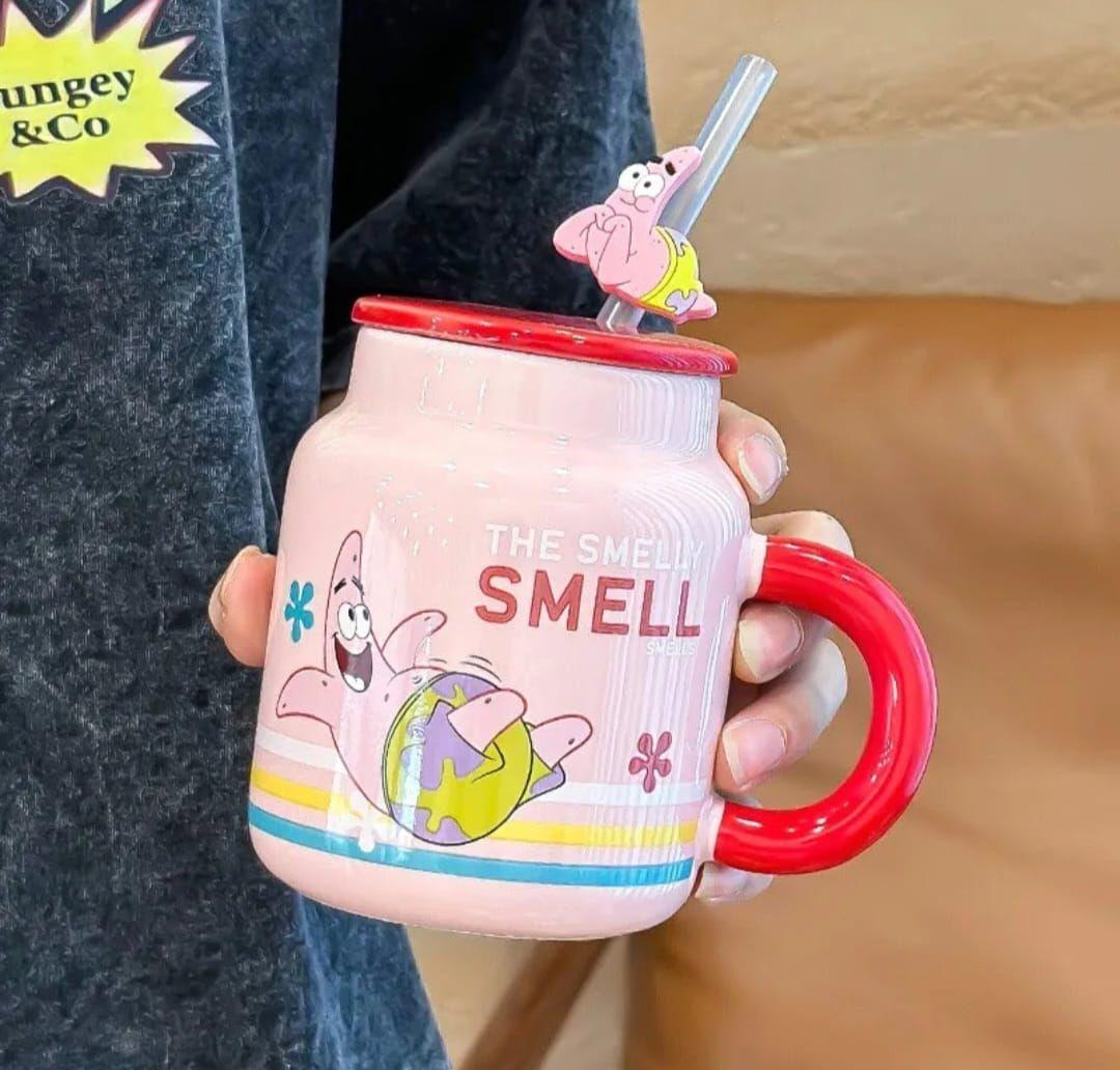 Taza Tazon Mug Patricio Estrella Bob Esponja Tapa Bombilla-2