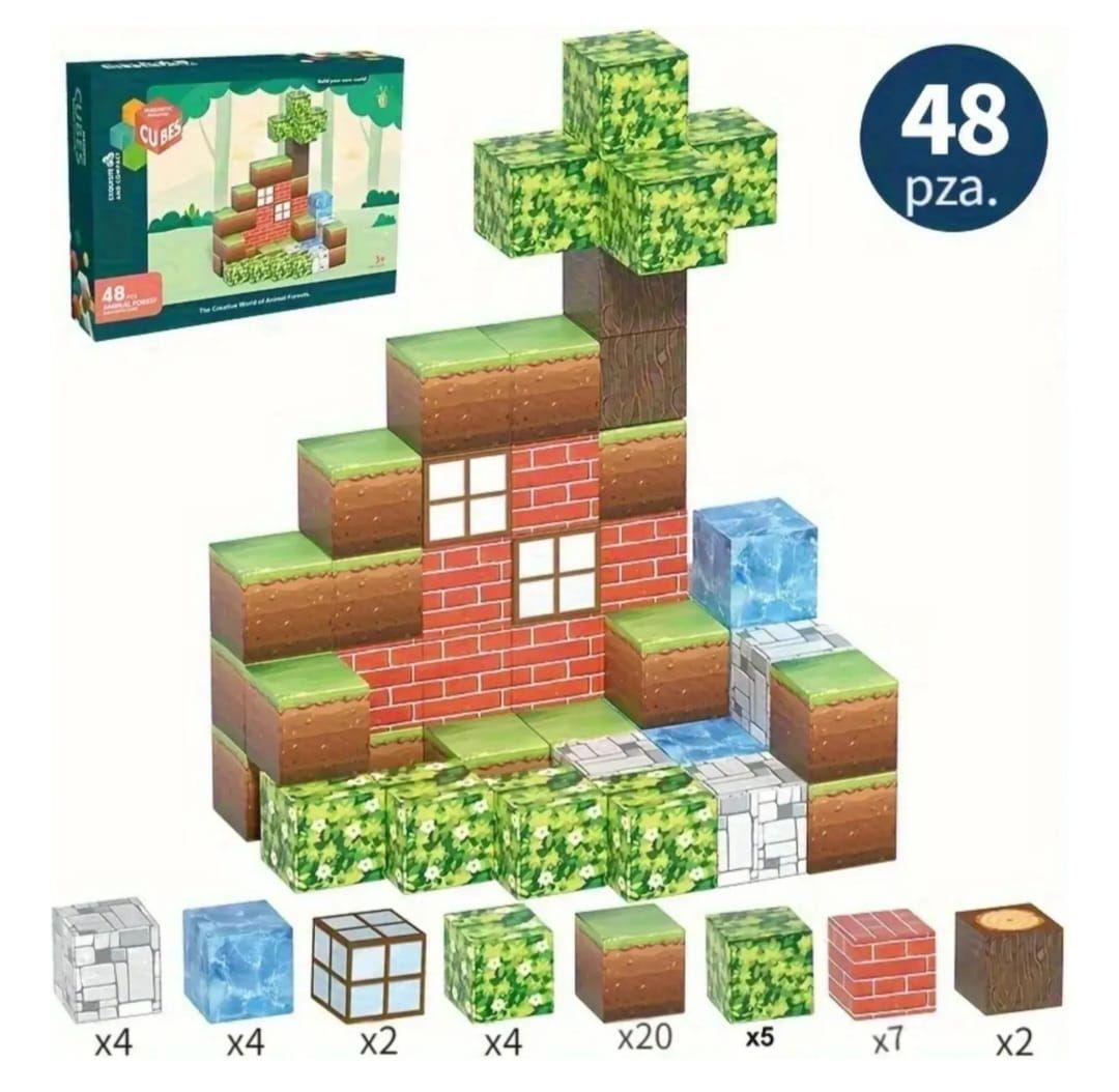 Bloques De Construcción  Magnéticos Minecraft 48 Piezas-4