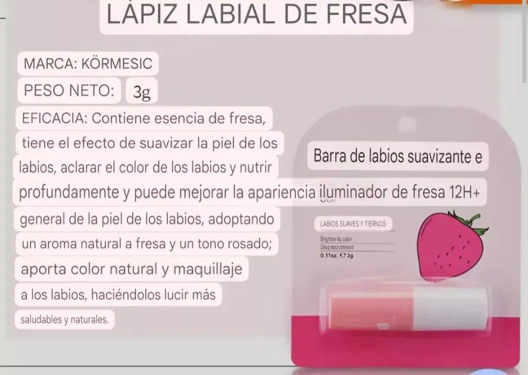 Balsamo Labial Frutilla Suaviza, Ilumina y Nutre 12H+-2
