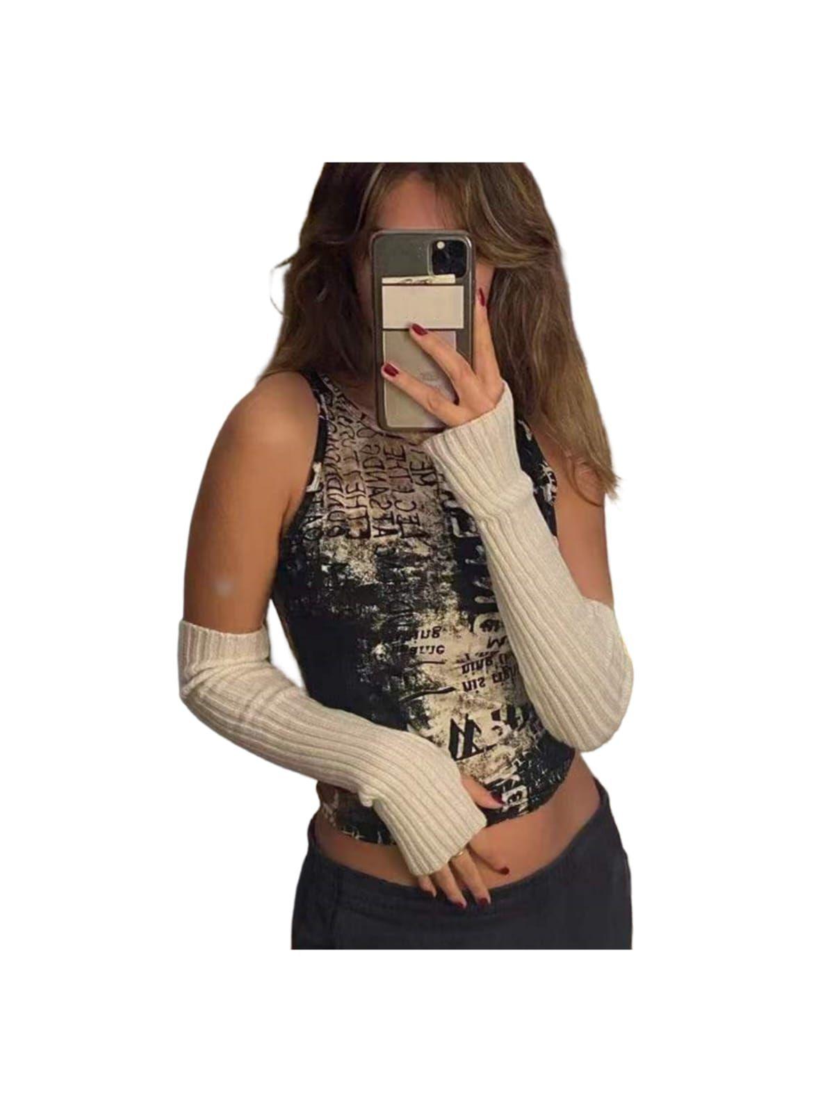 Guantes Largos Sin dedos Guantes De Lana Mujer-3