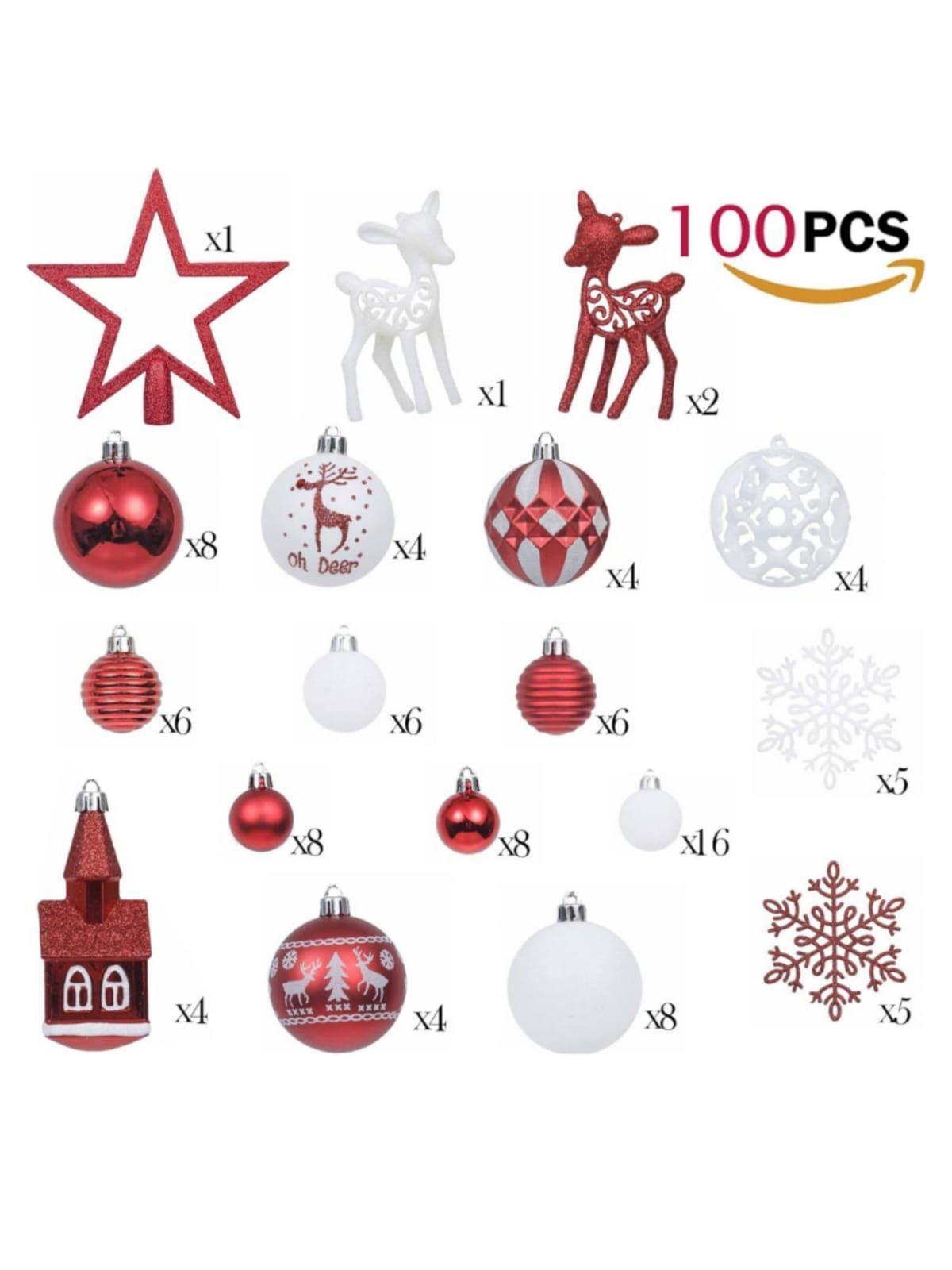 Set Premium 100  Adornos para Árbol de Navidad Decoración Esferas Navideñas-3