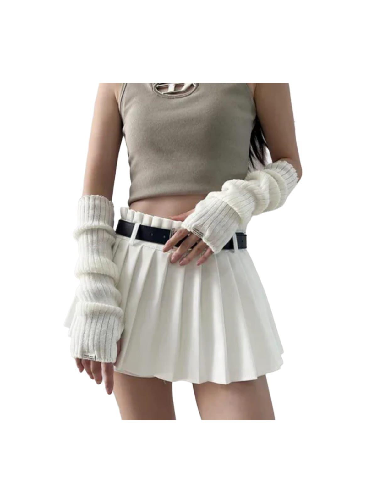 Guantes Largos Sin dedos Guantes De Lana Mujer-0