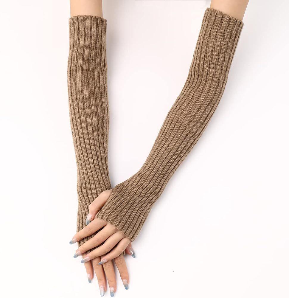 Guantes Largos Sin dedos Guantes De Lana Mujer-2