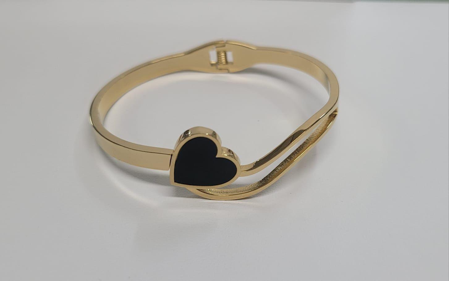 Pulsera Brazalete de Acero Inoxidable Corazon Incluye Caja-2