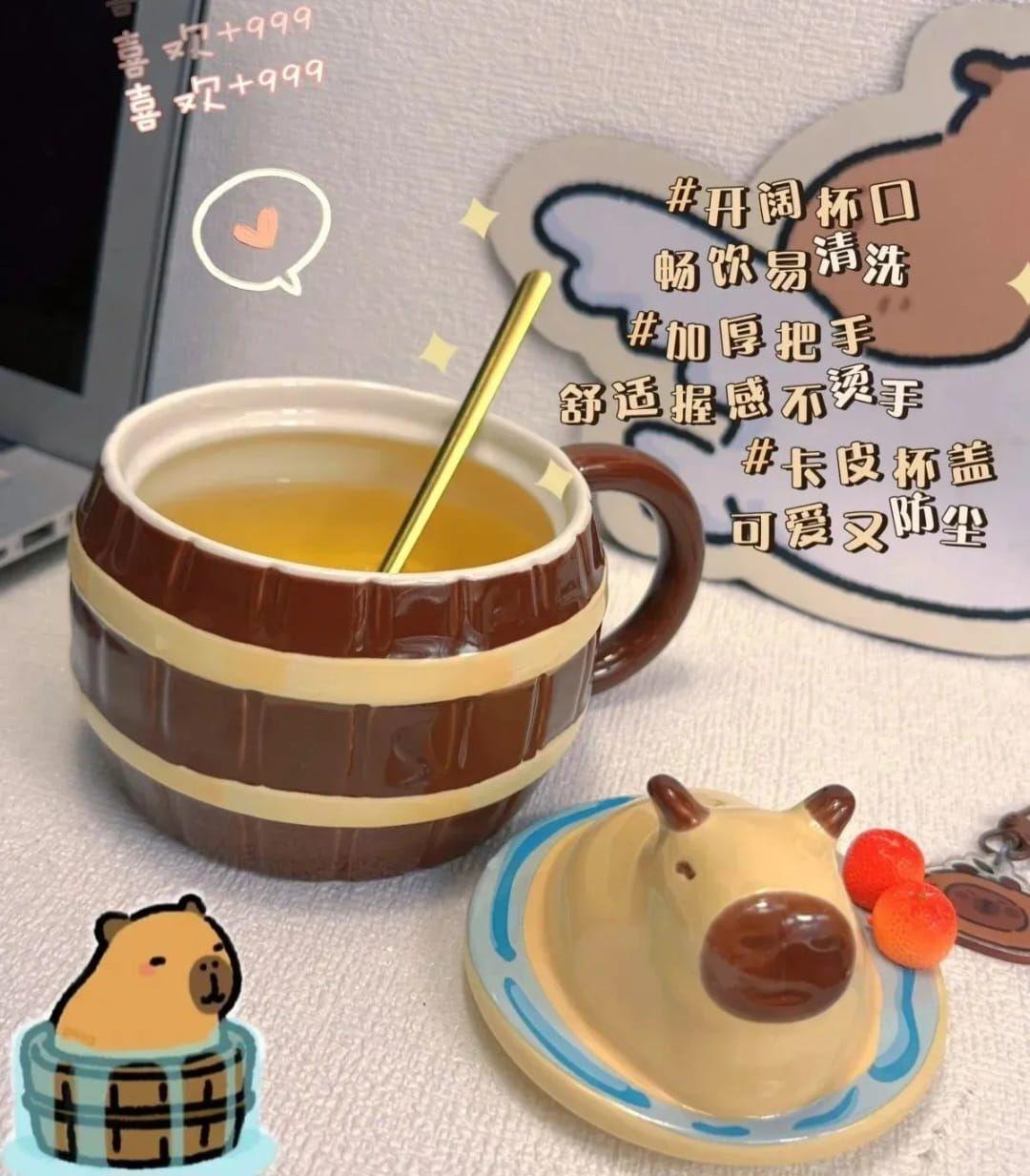 Taza Tazon Mug Capibara 3d Naranja-4