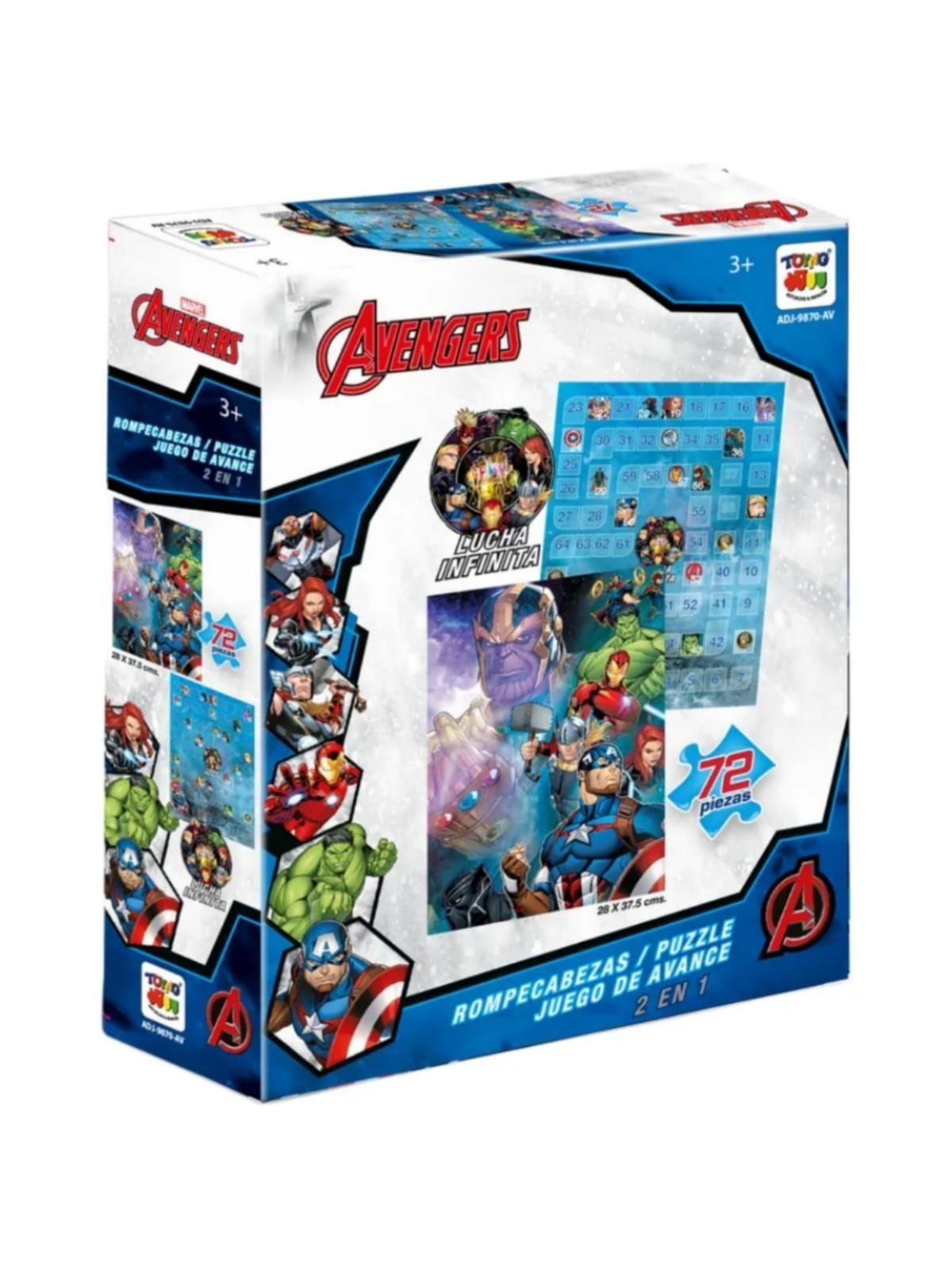 Juego De Mesa 2 en 1 Avengers Puzzle 72 piezas Juego De Avance-0