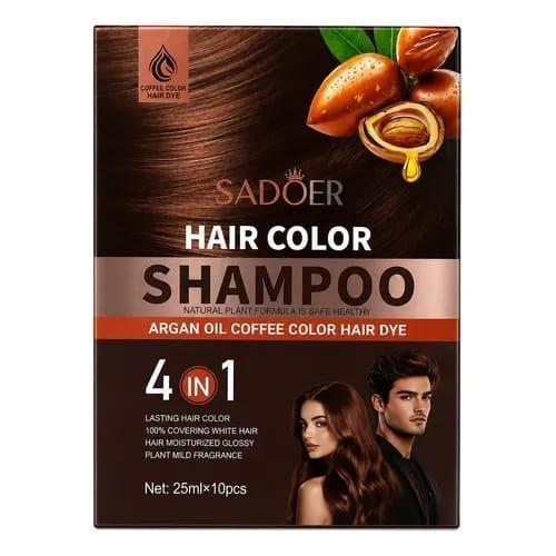 Shampoo Tinte 4 en 1 Color Con Aceite De Argan Brillo y Cobertura de Canas en Minutos-0