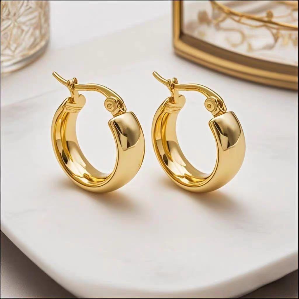 Aros Argollas De Acero Quirúrgico Doradas 10mm-2