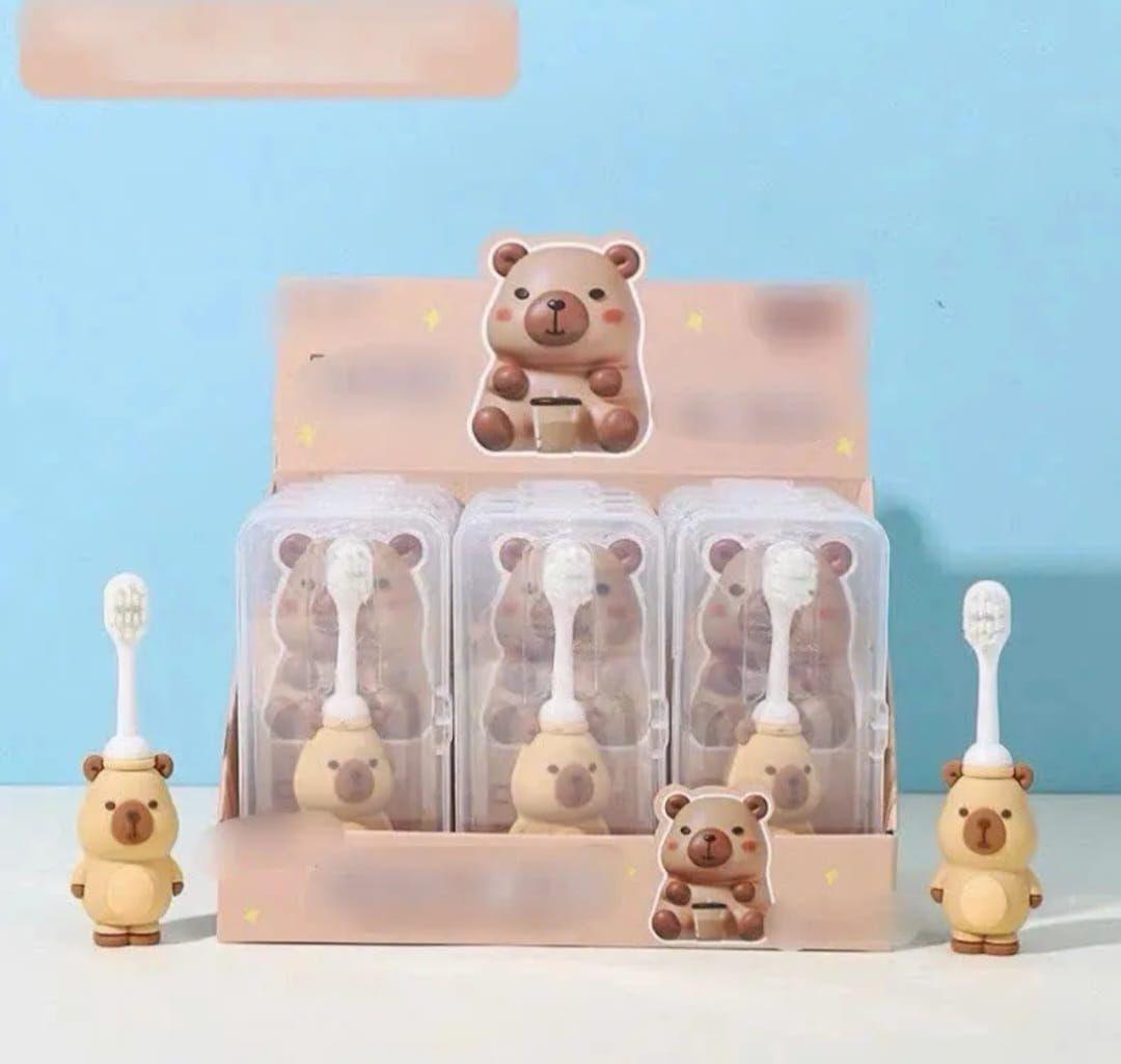 Capibara Cepillo de Dientes Infantil de Silicona con Soporte-2