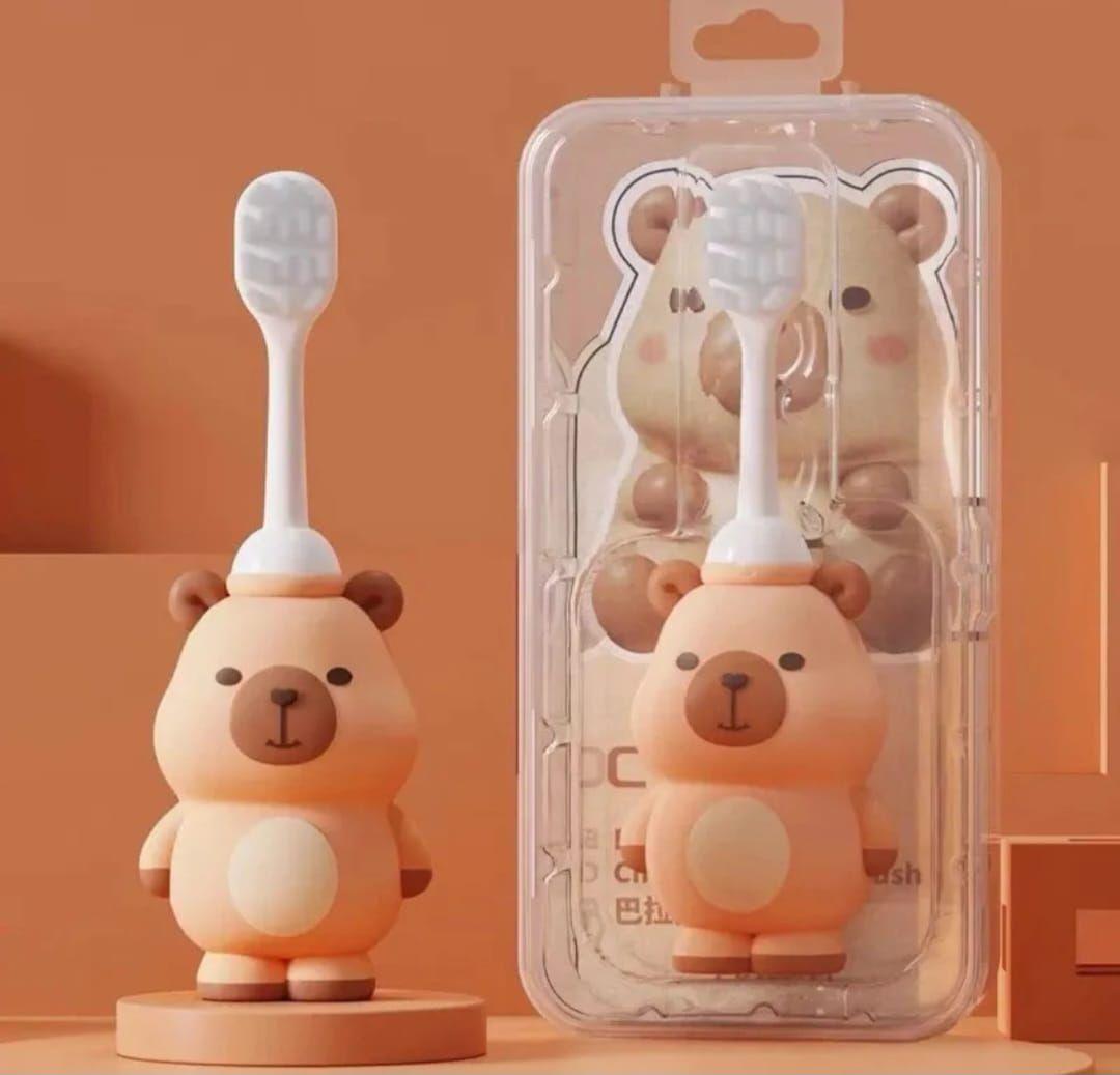 Capibara Cepillo de Dientes Infantil de Silicona con Soporte-3