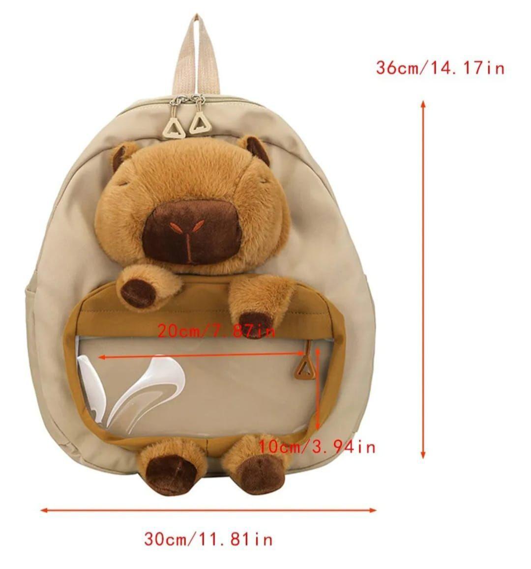 Capibara Mochila Grande De Peluche Beige-3
