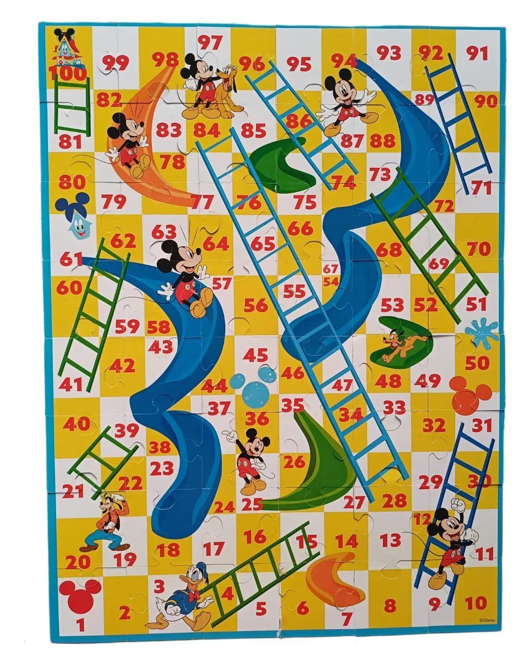 Juego De Mesa 2 en 1 Mickey Puzzle 48 Piezas Escaleras y Toboganes-2