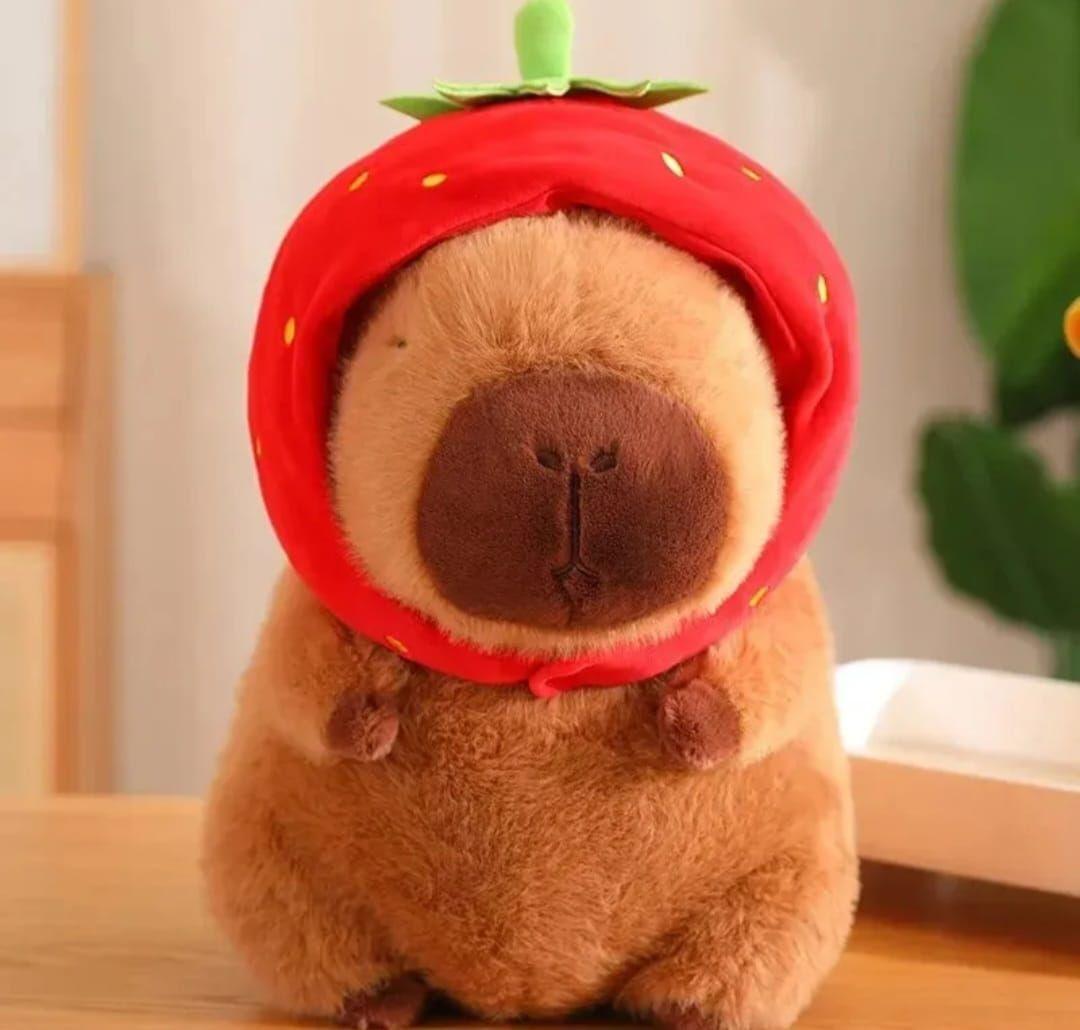 Peluche Capibara Con Gorro Frutilla 35 cm-2