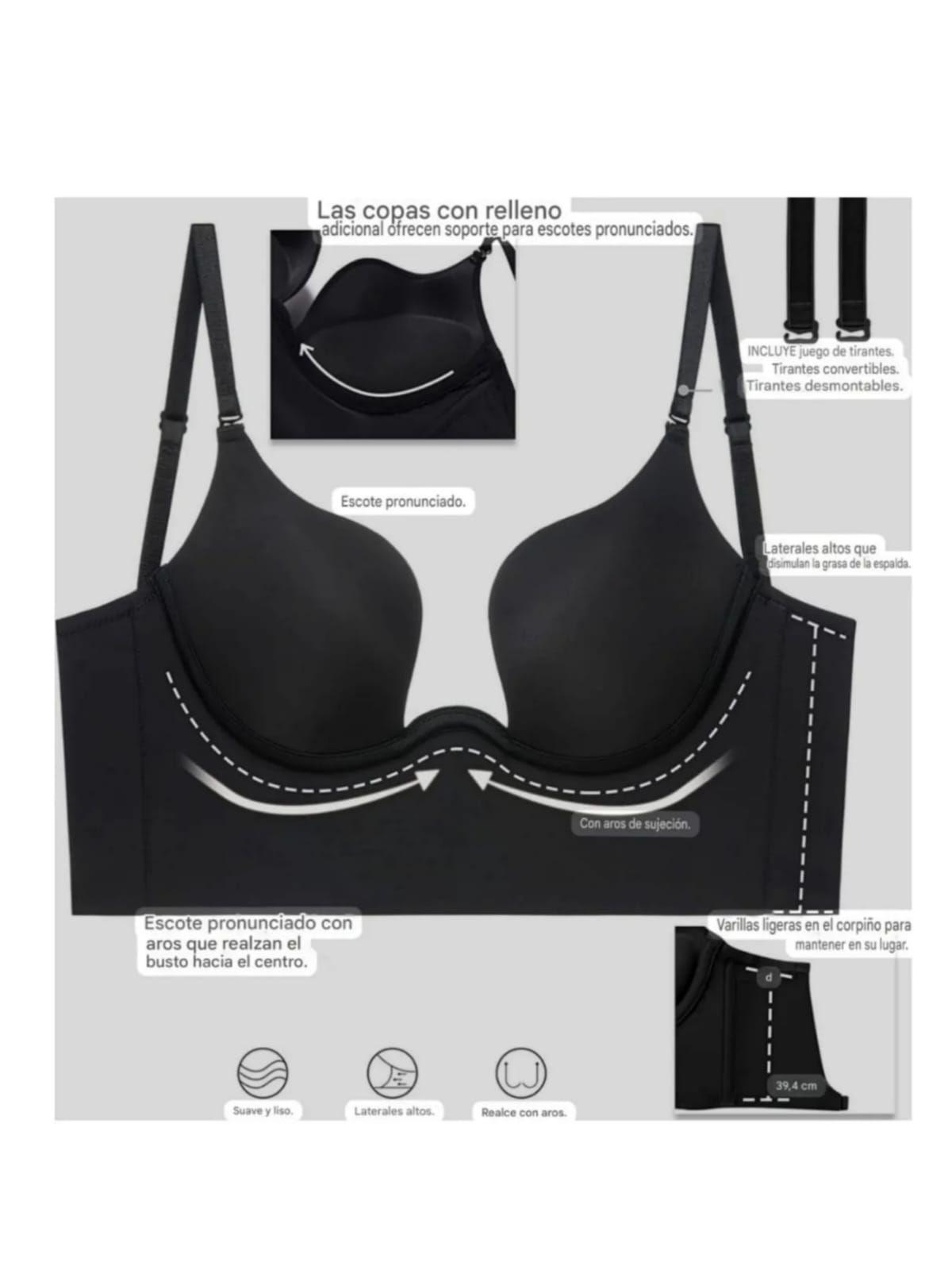 Sosten Sujetador Levanta Busto Push Up Escote Profundo Multiuso CopaB-3