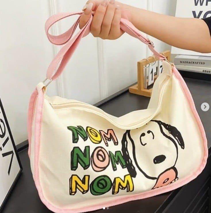 Bolso de Lona Snoopy Estilo Tote Bag con Cierre-3