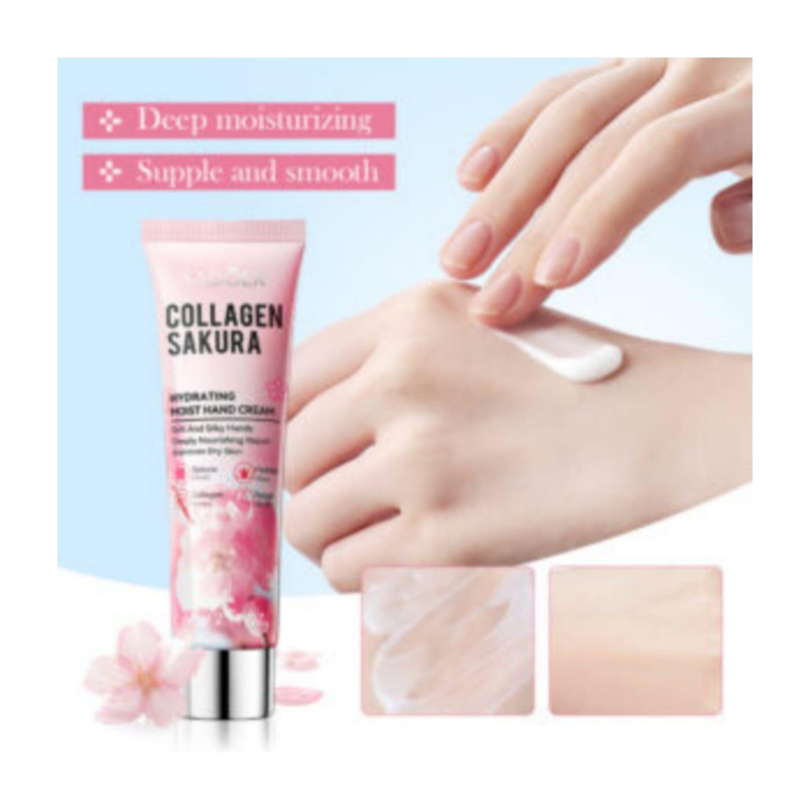 Crema de Manos Hidratante con Colageno y Esencia de Sakura Manos suaves nutridas-3