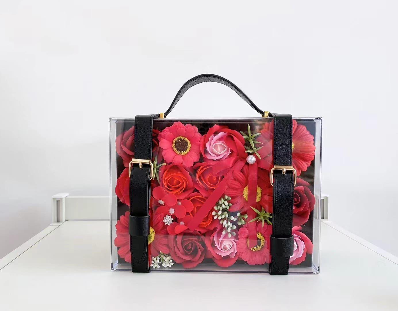 Cartera Flores Eternas Premium Regalo san Valentin Rojo-2