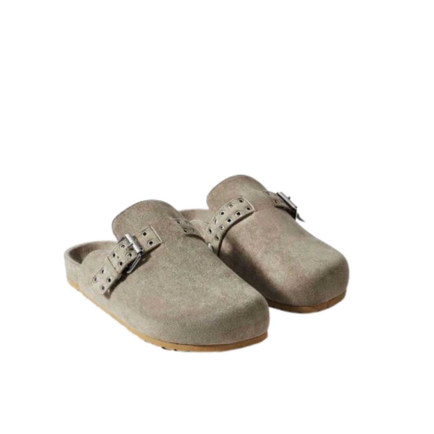 Zapatos Zuecos Mujer Gris Velt-0