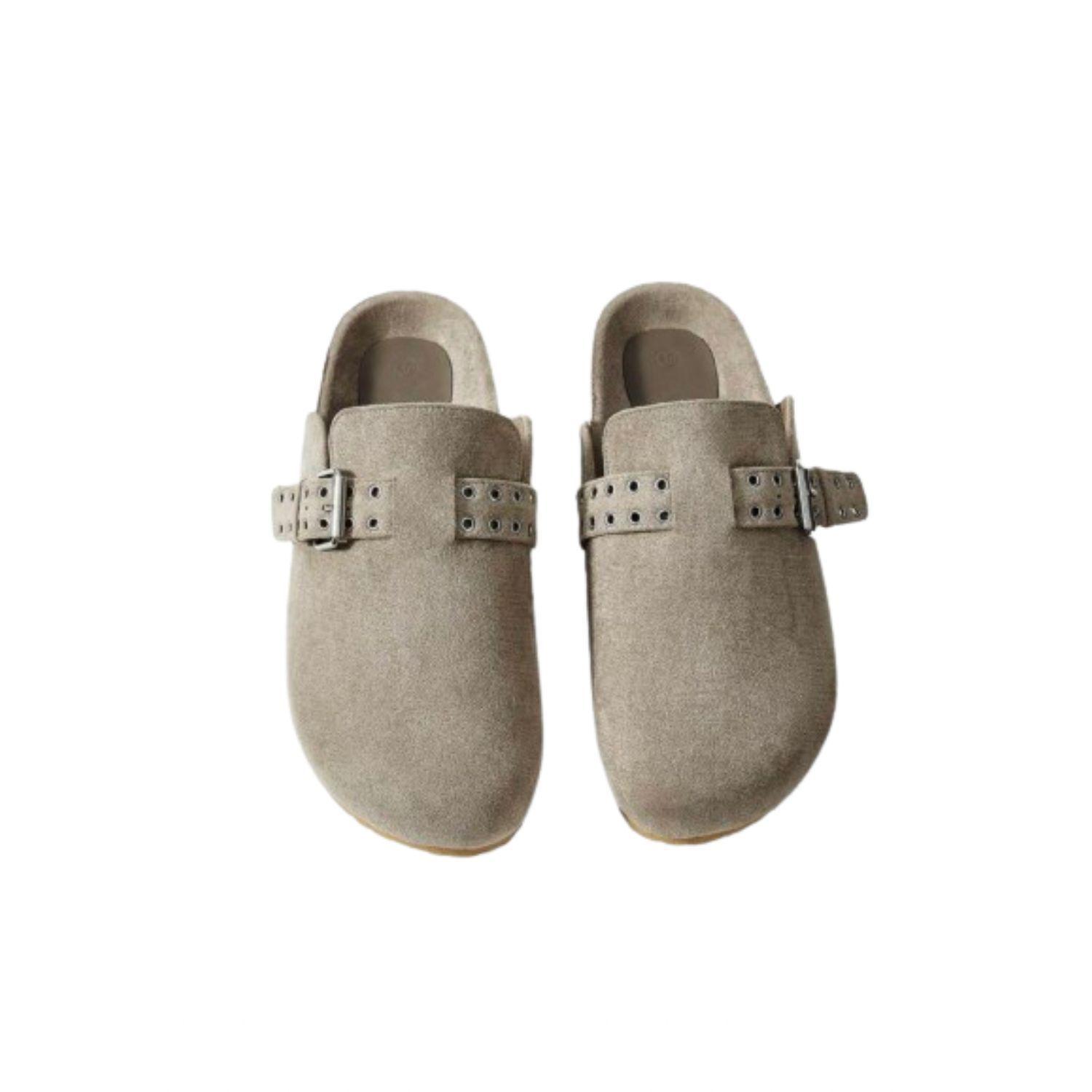 Zapatos Zuecos Mujer Gris Velt-1