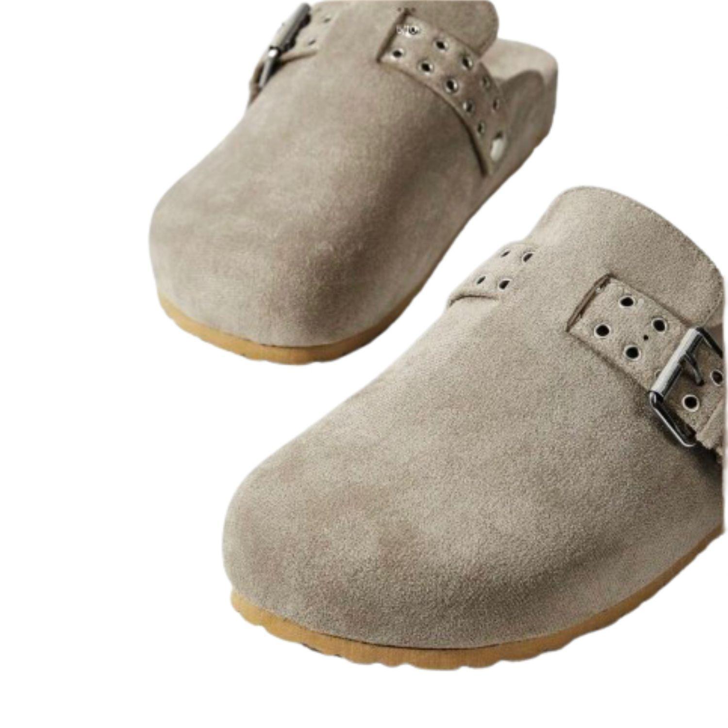 Zapatos Zuecos Mujer Gris Velt-3