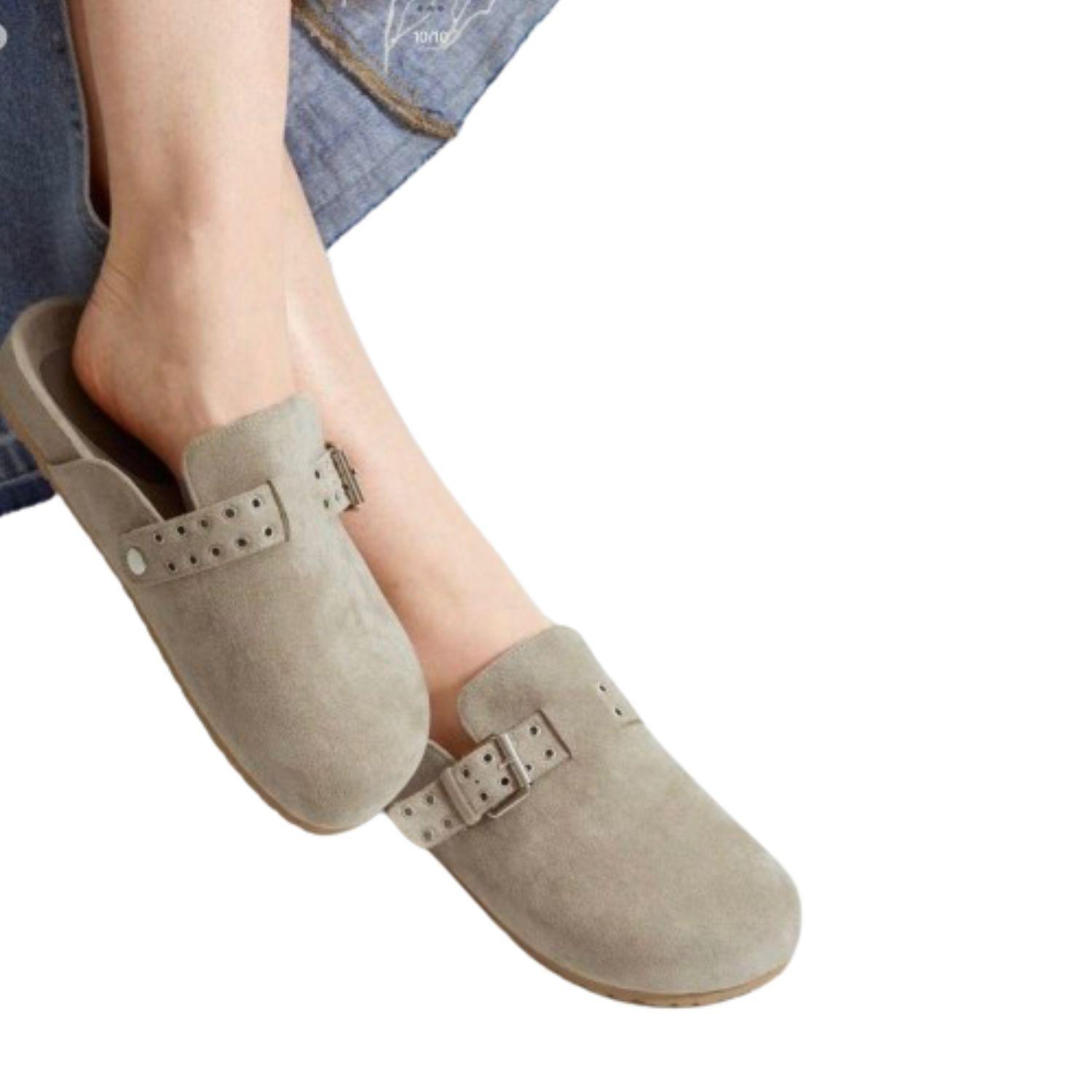 Zapatos Zuecos Mujer Gris Velt-5