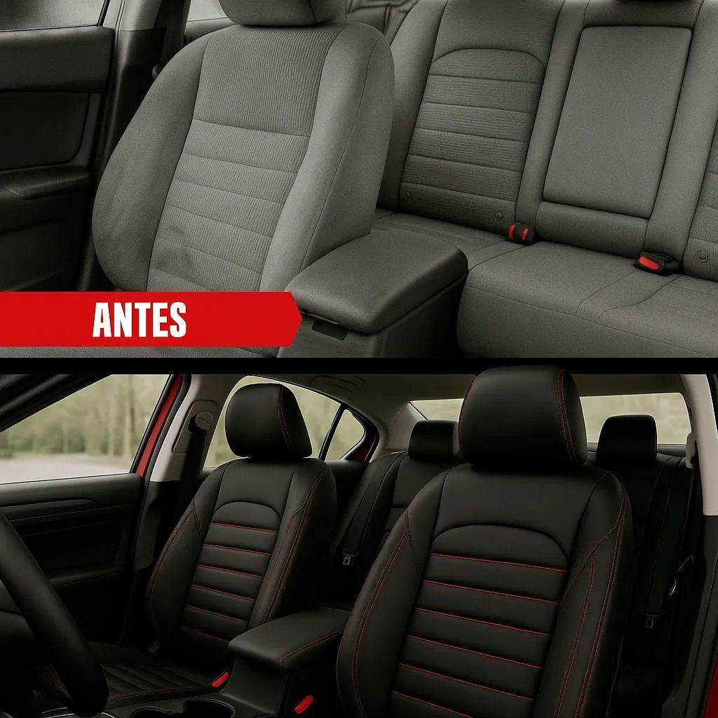 Funda asiento Auto Universal Ecocuero Premium Whoffer Negro azul-3
