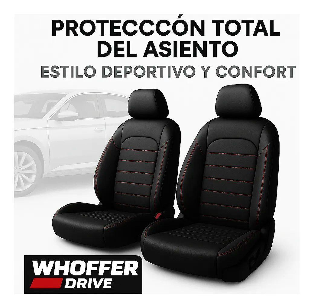 Funda De Asiento Ecocuero Whoffer Set 11 Piezas Luxury negrorojo-3