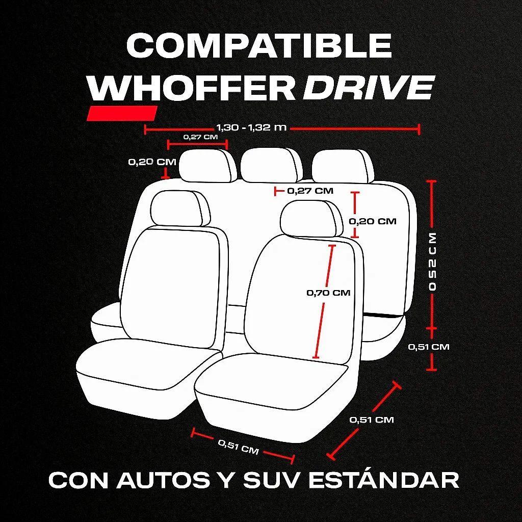 Funda De Asiento Ecocuero Whoffer Set 11 Piezas Luxury negrorojo-5