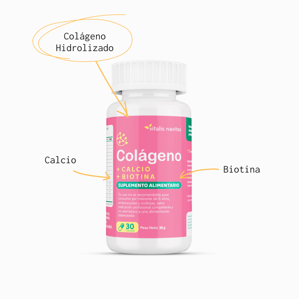 Colágeno+Calcio+Biotina, Suplemento Alimenticio 90 Cáps.-1