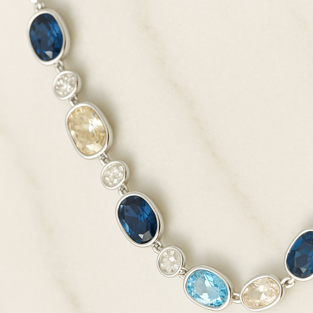 Pulsera Festival Blue con cristales Swarovski bañada en rodio-4