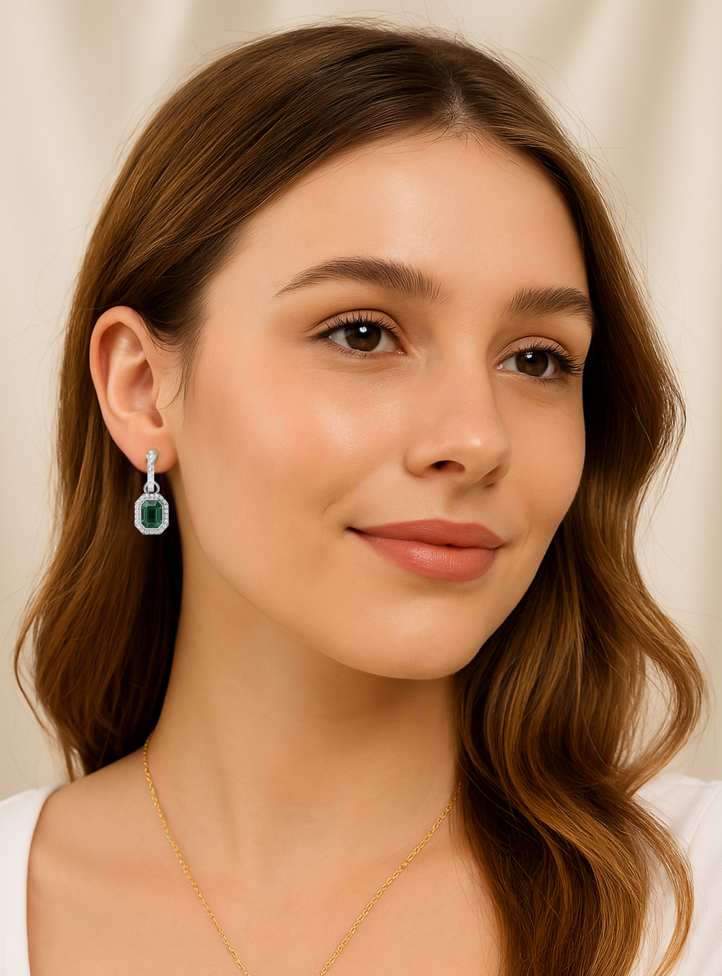 Aros y Charms Octágono Halo con Cristales de Austria Baño en Rodio-4