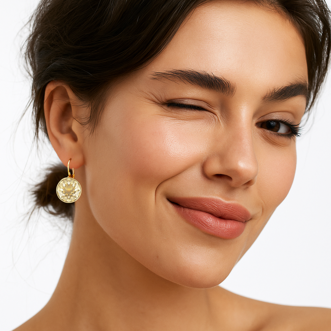 Pendientes Bella Oro con Cristales Dorados 13 mm -4