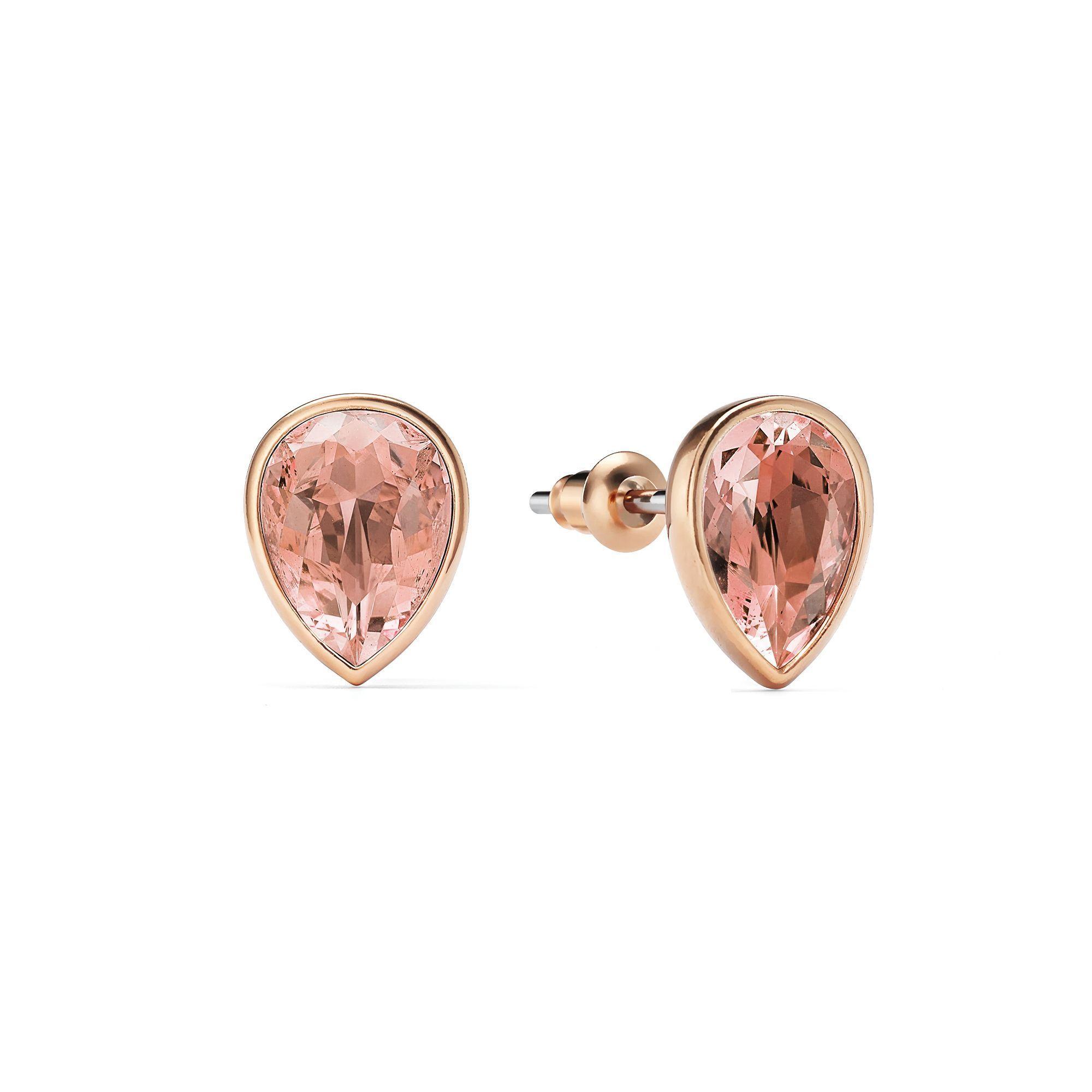 Aros Teardrop con cristal de Austria Rosa Vintage en oro rosa-0