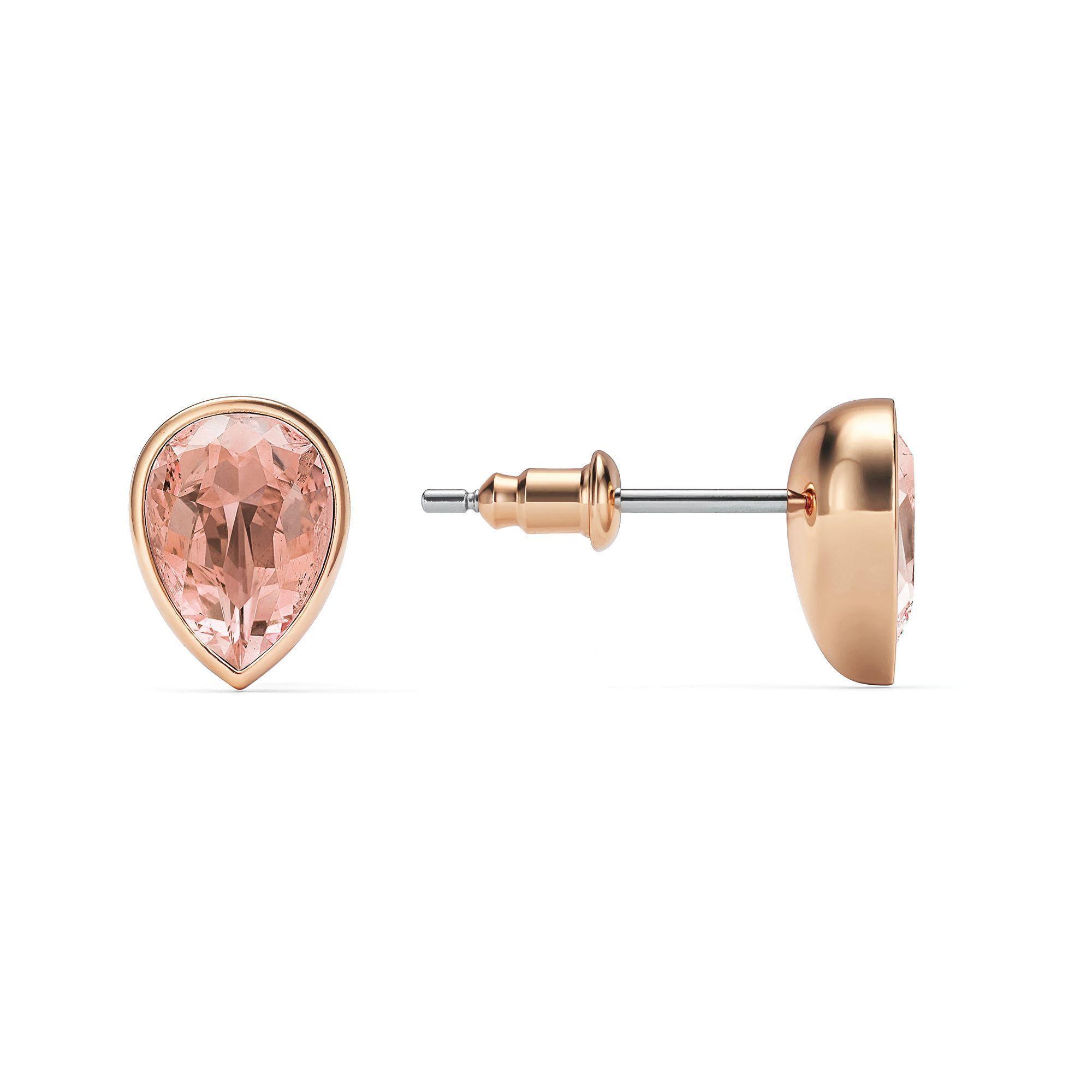 Aros Teardrop con cristal de Austria Rosa Vintage en oro rosa-2