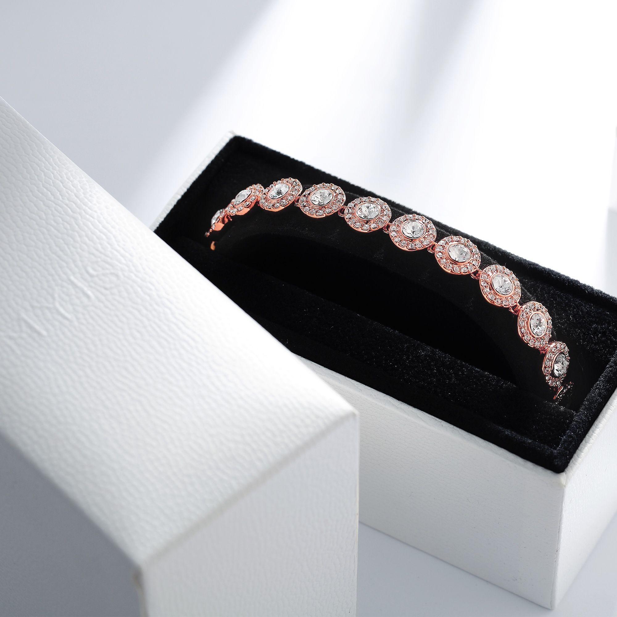 Pulsera Tenis Angelical con cristal Transparente en oro rosa-3
