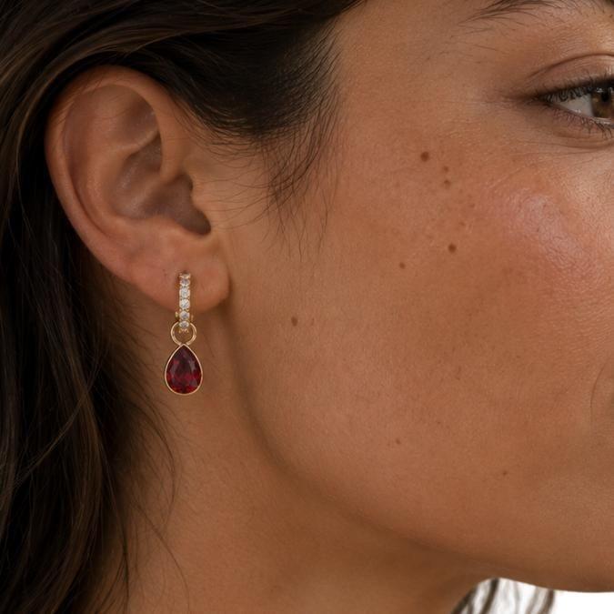 Aros Colgantes Oro con Cristal Rojo Escarlata de Austria – Aros Mujer Hipoalergénicos-3
