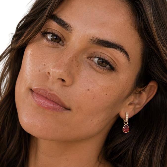 Aros Colgantes Oro con Cristal Rojo Escarlata de Austria – Aros Mujer Hipoalergénicos-4