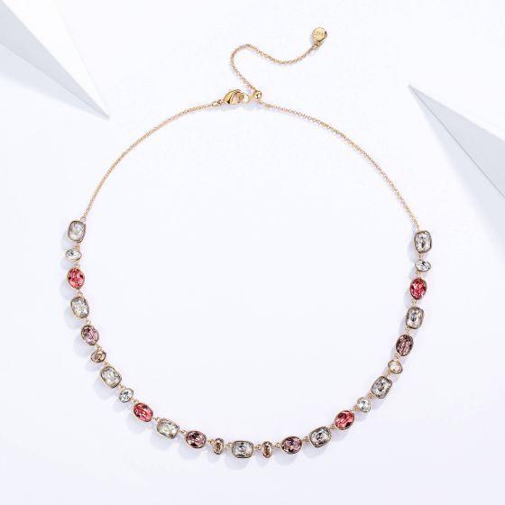 Collar Festival Rose con cristales Swarovski bañado en oro-2