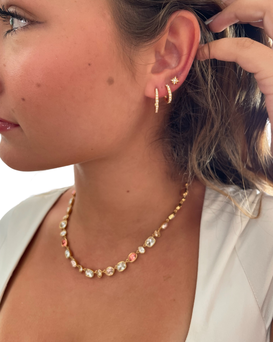 Collar Festival Rose con cristales Swarovski bañado en oro-3