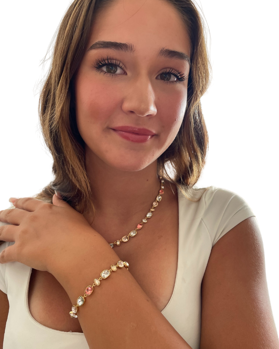 Collar Festival Rose con cristales Swarovski bañado en oro-5