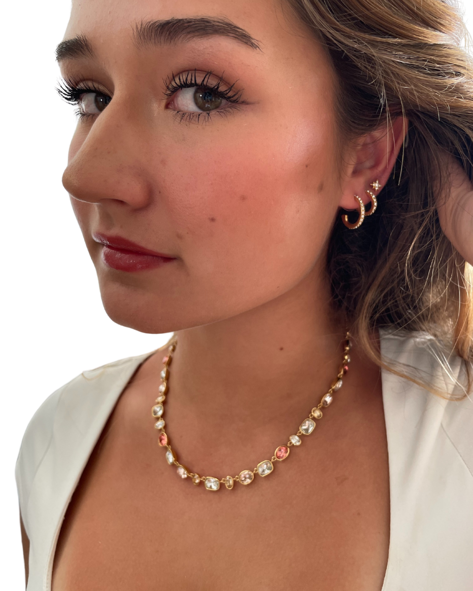 Collar Festival Rose con cristales Swarovski bañado en oro-7