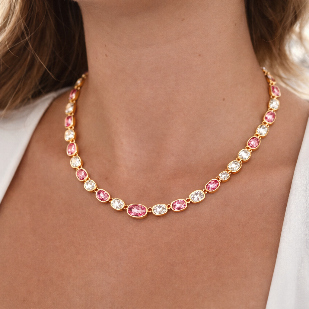 Collar Festival Rose con Cristales Swarovski en Oro-1