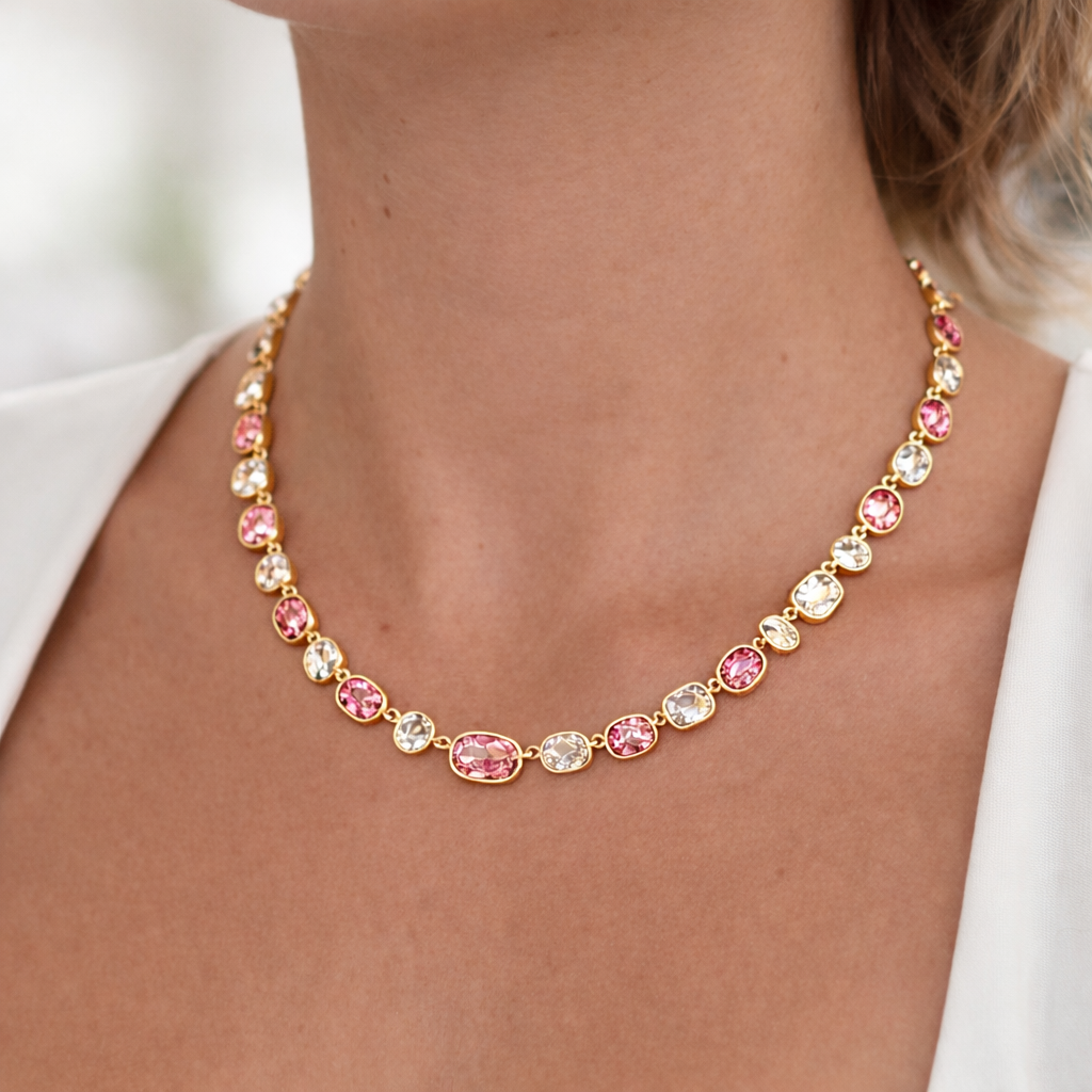 Collar Festival Rose con Cristales Swarovski en Oro-4