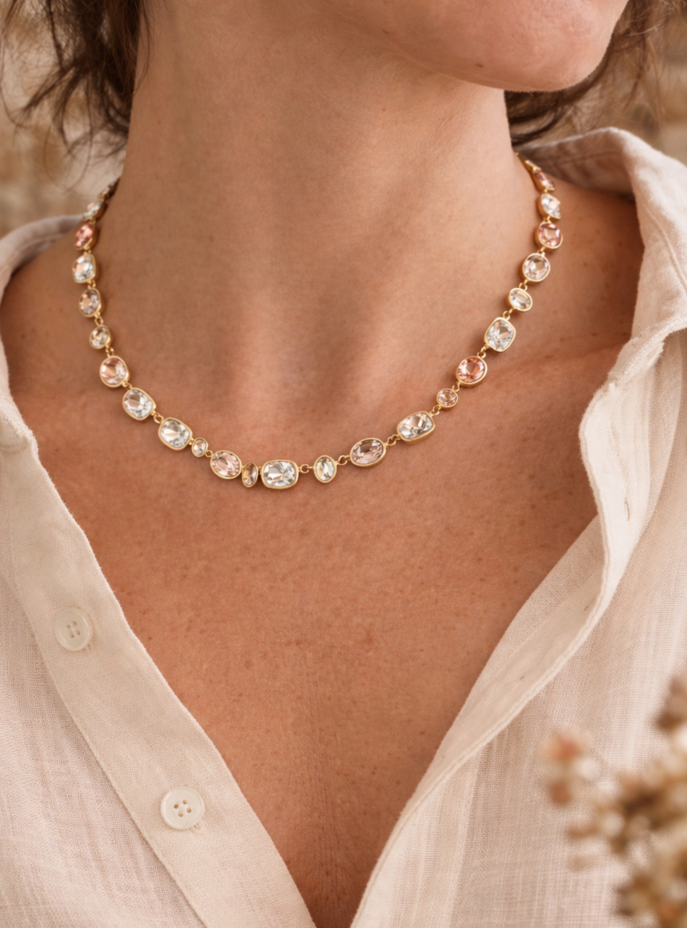 Collar Festival Rose con Cristales Swarovski en Oro-4